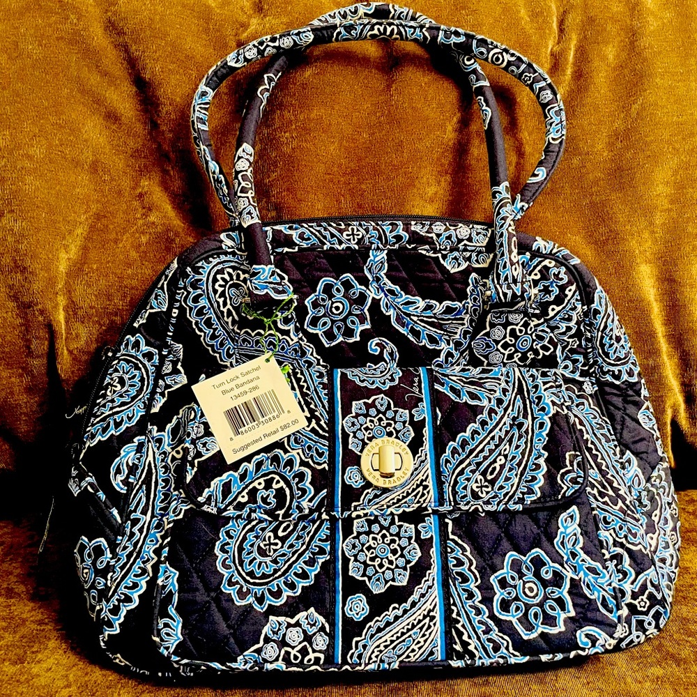 **New Vera Bradley Blue Bandana Turn Lock Satchel